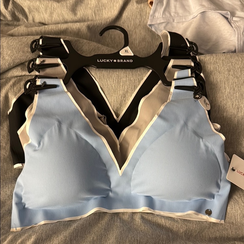 Lucky Brand Blue and Black Bra with Adjustable Straps